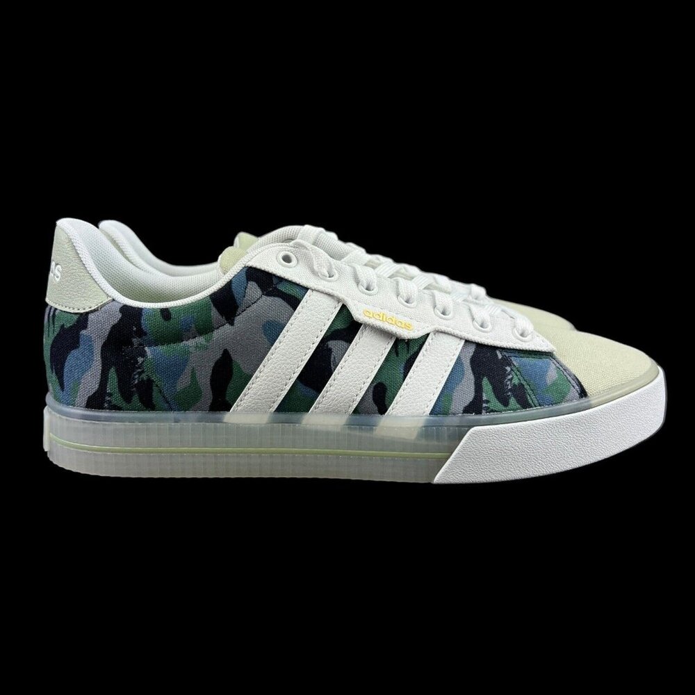 Adidas Daily 3.0 White Hale Green Camo Skateboarding Shoes GY9670 Men's Sz 8 - 9
